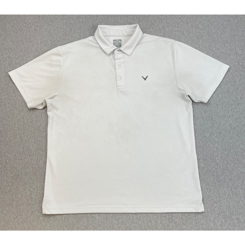 Callaway Polo Shirt Mens Large White Opti Dri Cooling Golf Short Sleeve